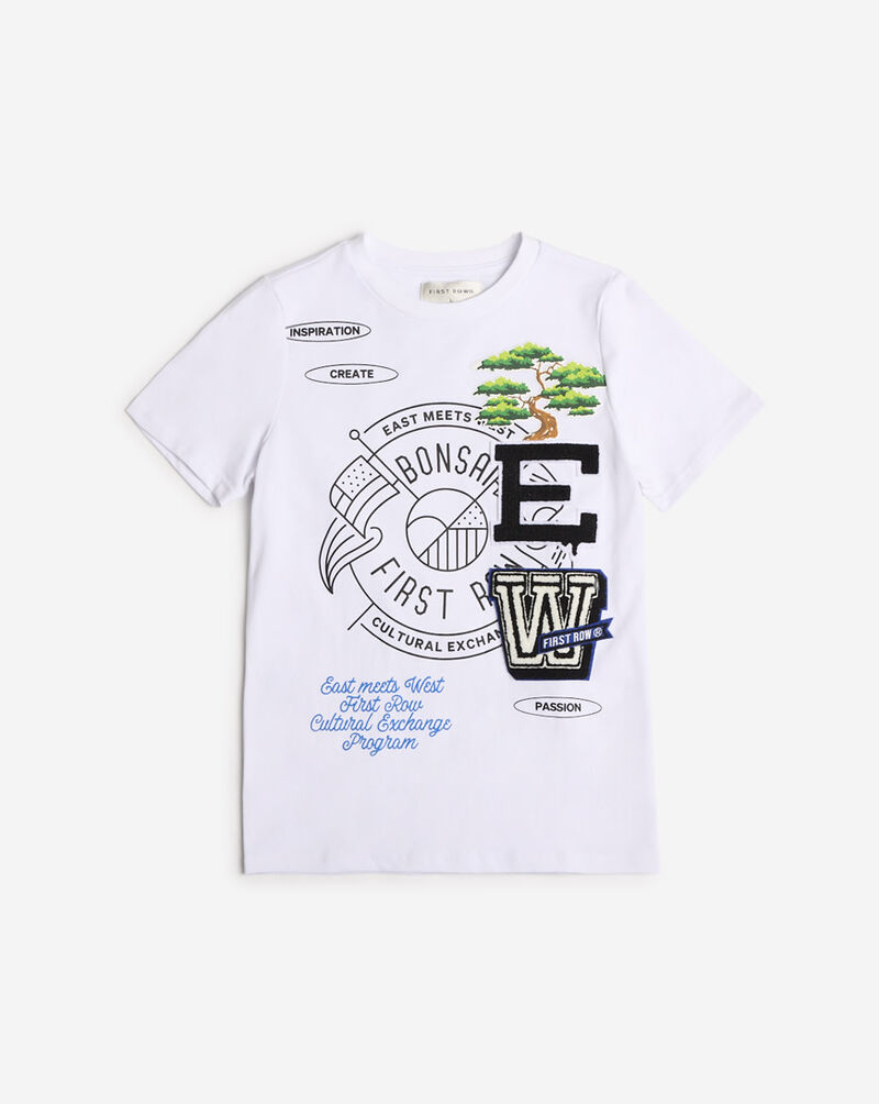 First Row Grade School Patch Graphic Tee FRBT2111S-WHT White 1