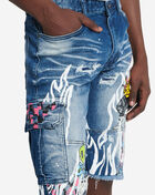 Cargo Art Doodle Denim Shorts