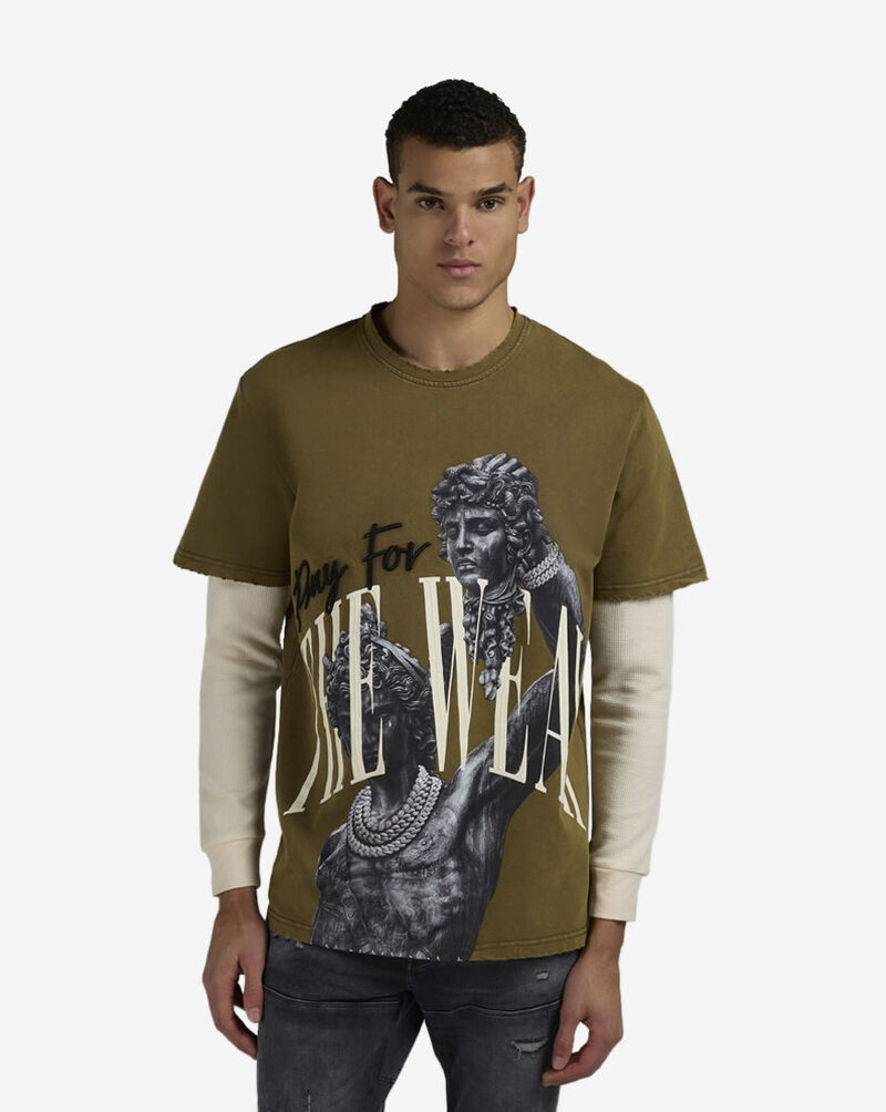 STREETZ IS WATCHIN Pray For The Weak Long Sleeve 2Fer Tee SW2F5212W-GRN Green 1