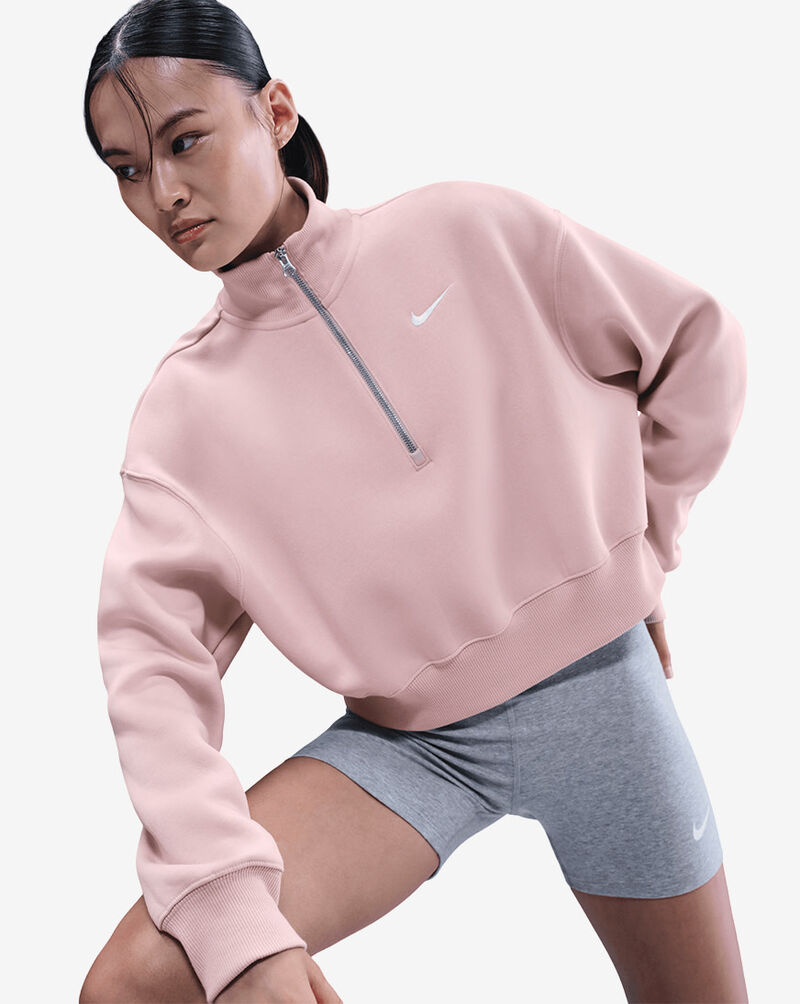 Nike NSW Phoenix Fleece 1/4-Zip Cropped Sweatshirt DQ5767-667 Pink 3