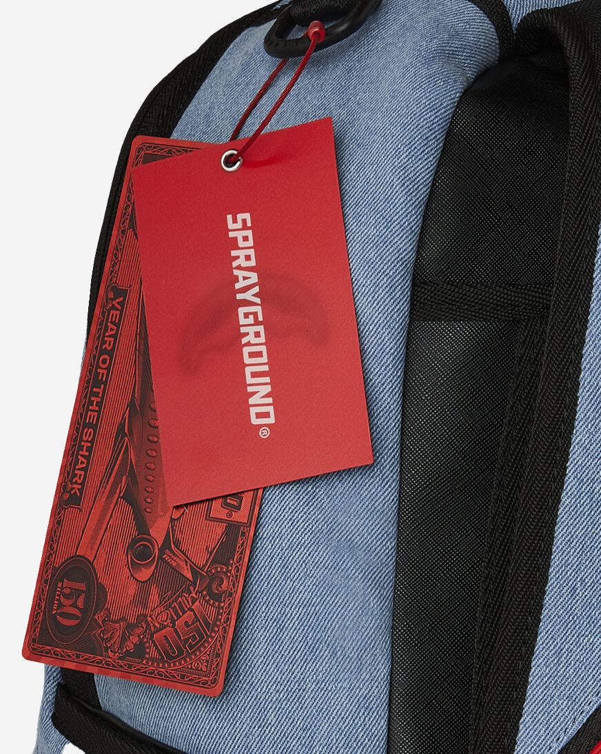 Shop Sprayground Denim Tear 3am Patch Backpack B8302 multi