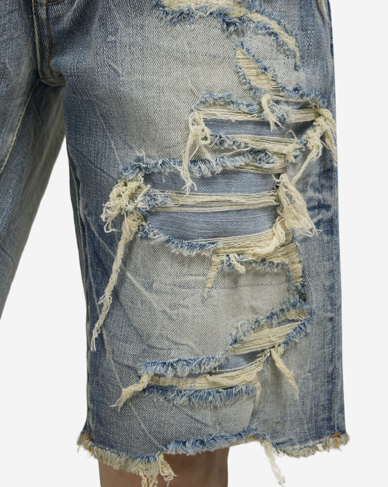 Distressed Rip Repair Denim Shorts