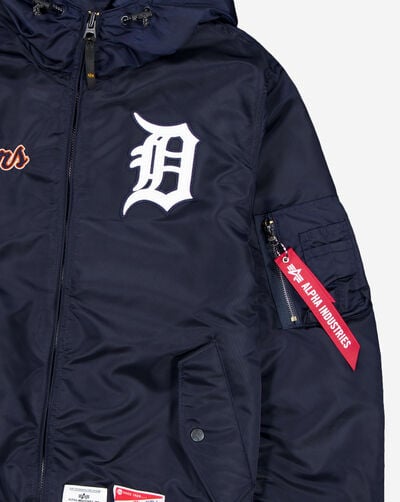 Alpha Industries Historic L-2B Detroit Tigers Hooded Bomber Jacket Alpha Industries Historic L-2B Detroit Tigers Hooded Bomber Jacket