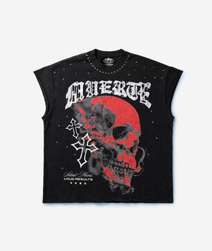 Smoke Skull Cut Off Crop Tee