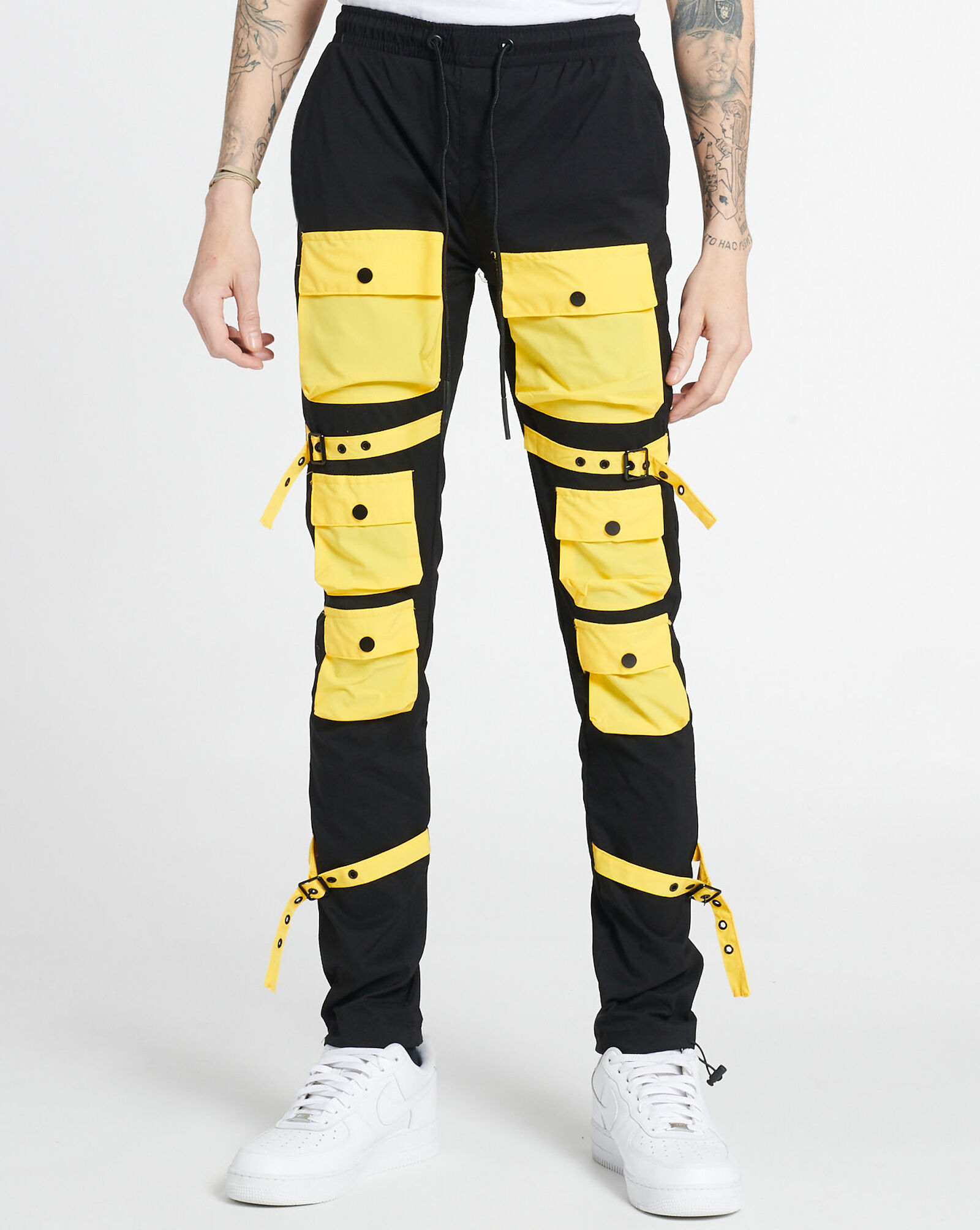 Shop Decibel Multi Strap Cargo Pants HD21B910YEL multi SNIPES USA