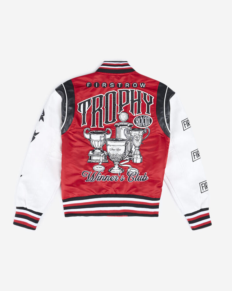 First Row Kids' Trophy Nylon Varsity Jacket FRBJ0065S-RED Red 3