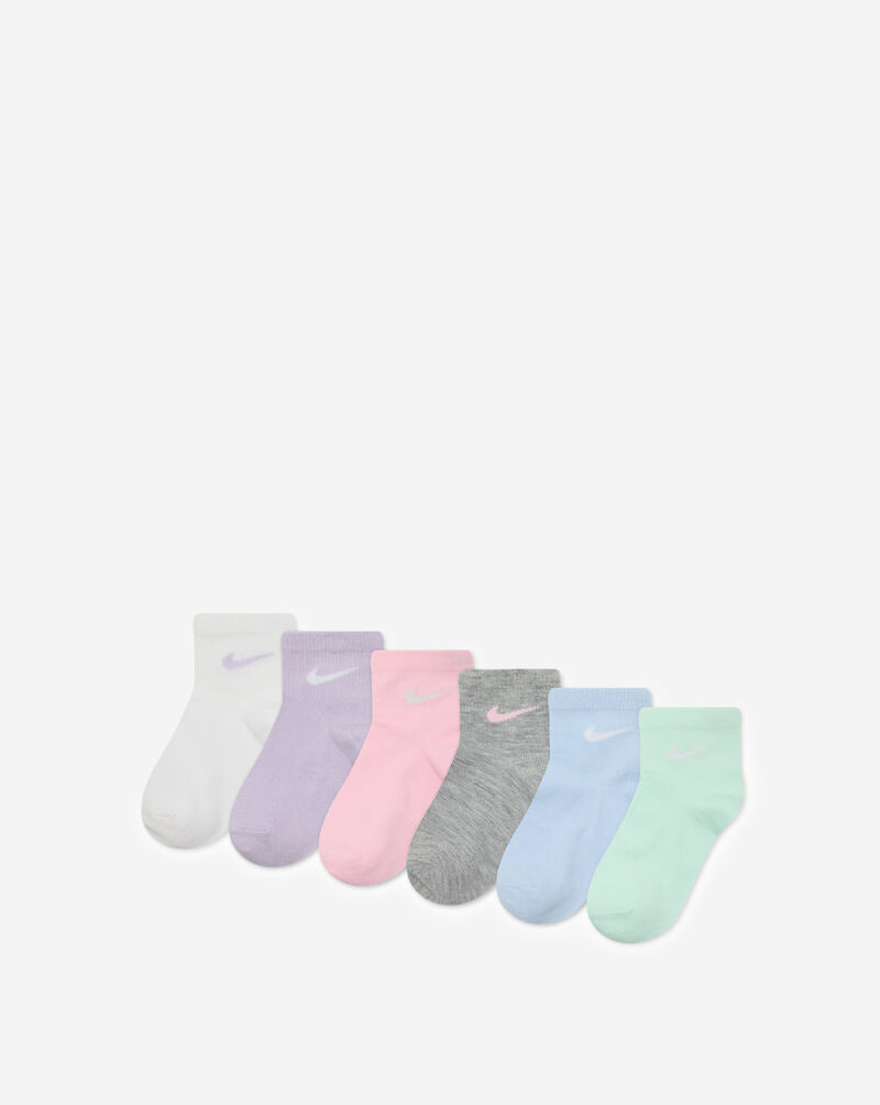 Nike Little Kids' 6Pk Metallic Swoosh Quarter Socks UN0357-P6I Multi 1