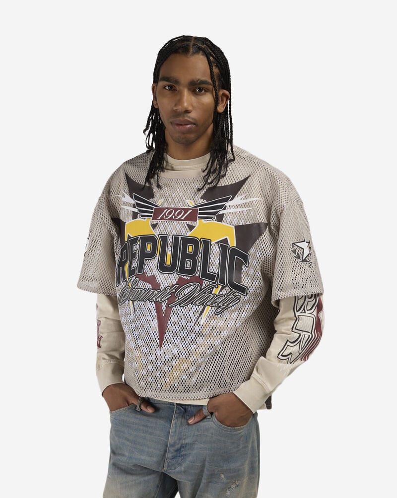 Smoke Rise Republic Mesh 2-FER Long Sleeve Tee KT26S451SN-CAS cream 1