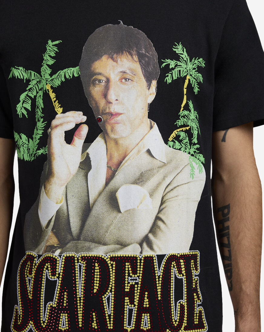 Shop Graphic Tees Scarface Cigar Rhinestone Tee SF-213-001 black