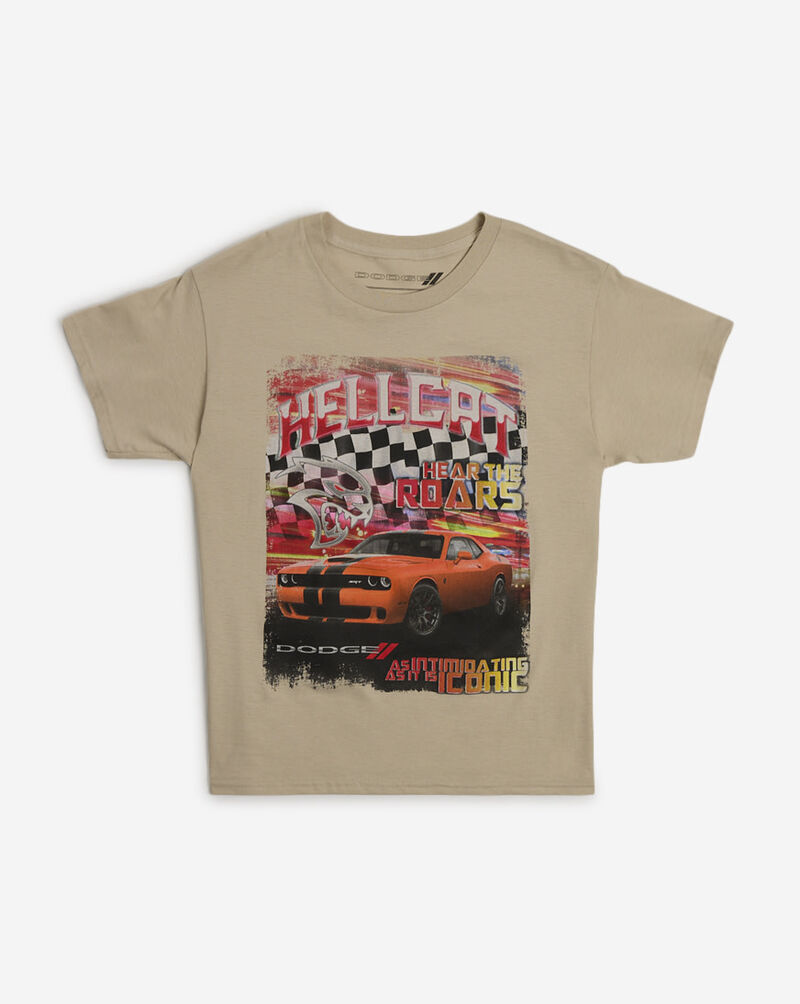 Graphic Tees Kids' Dodge Hellcat Tee DOD2880YB Beige 1
