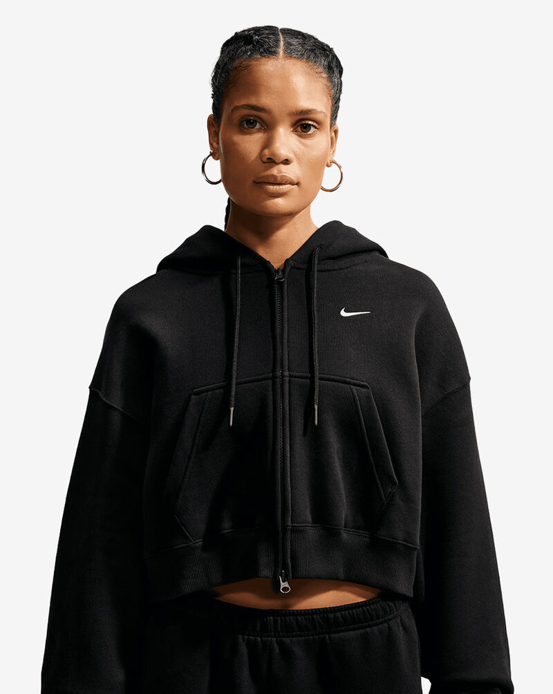 Nike Studio Fleece Medium Weight Oversized Full-Zip Cropped Hoodie IM8499-001 Black 4