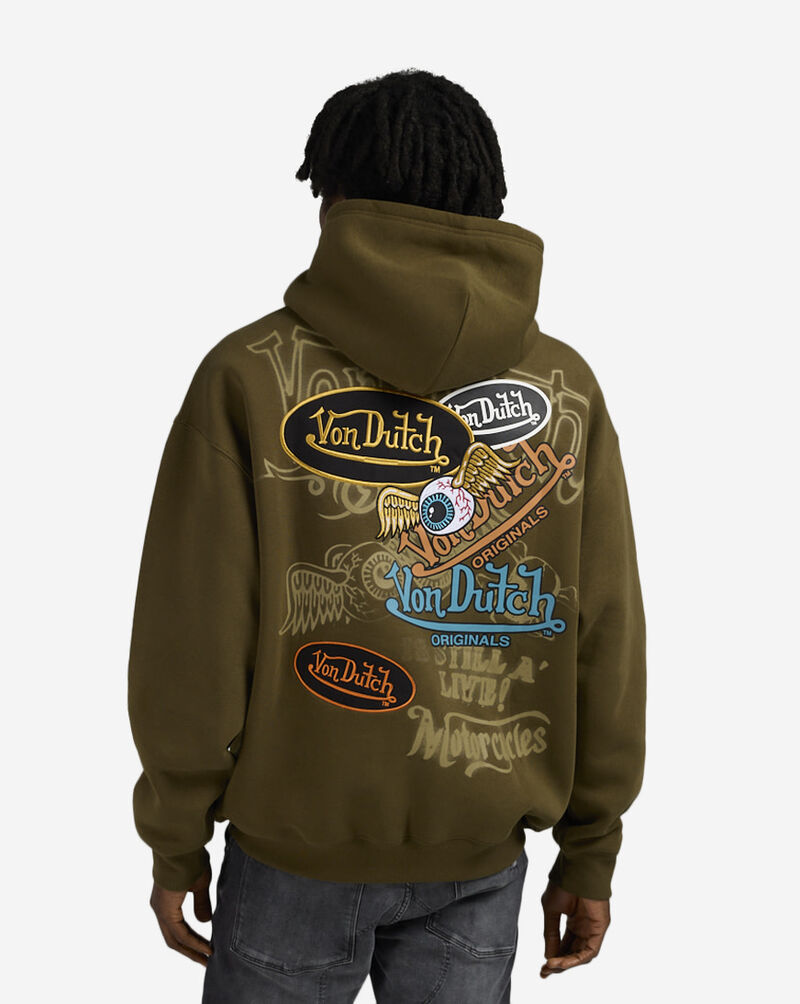 Von Dutch Embroiderery Patches Hoodie 4VND2A7441-OLV Green 2