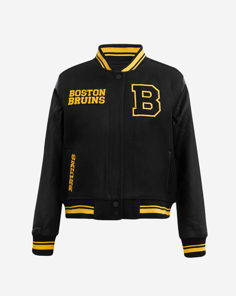 PRO STANDARD Boston Bruins Retro Classic Rib Wool Varsity Jacket HBBH67272-BYE Black 1