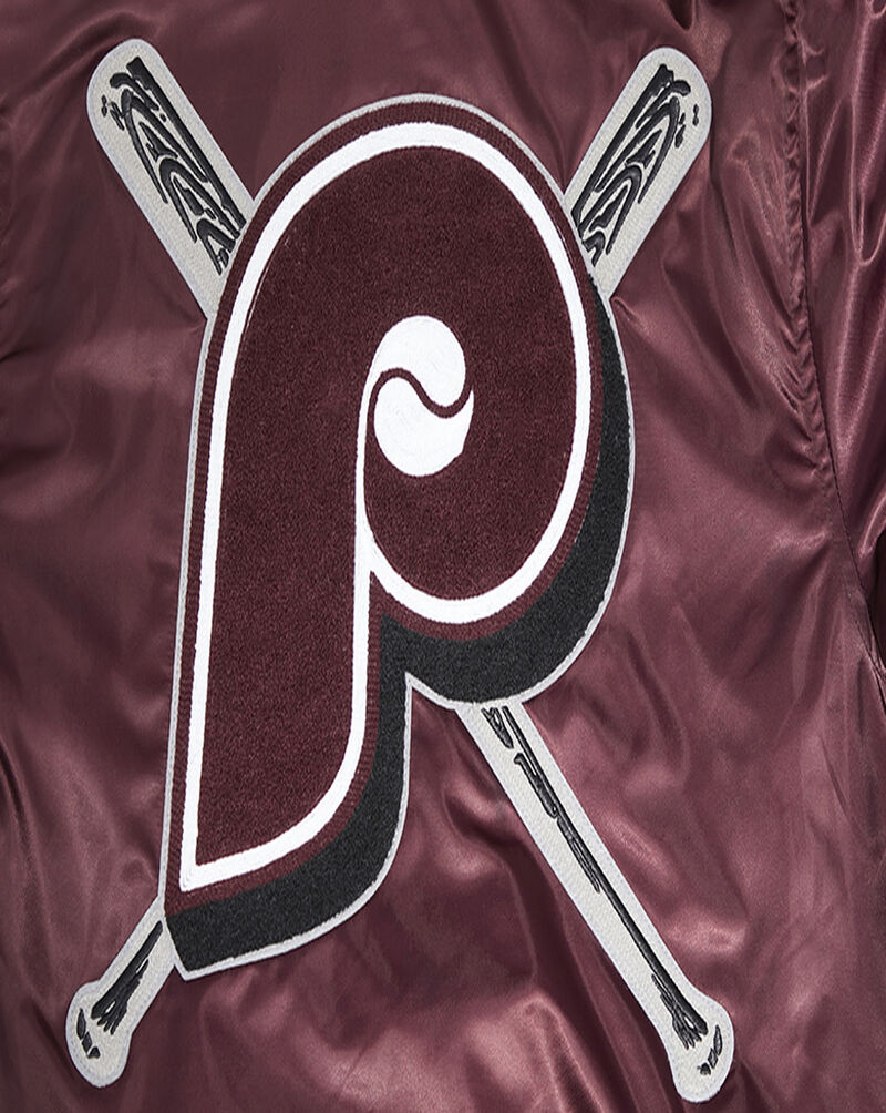 PRO STANDARD Philadelphia Phillies Retro Mash Up Rib Satin Jacket  LPH633425-WNE Red 4
