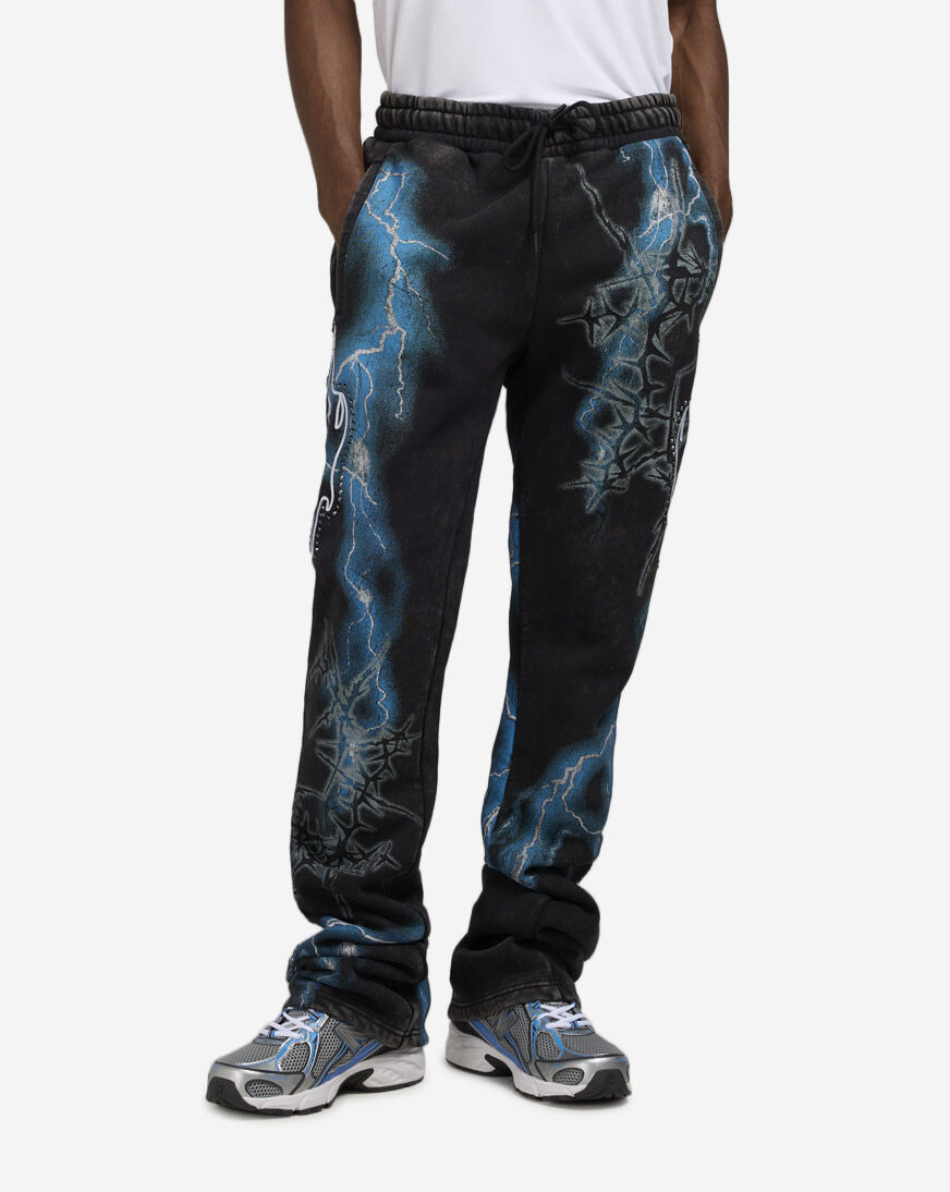 Shop Smoke Rise Paradise Stacked Fleece Pant FP25567SNZ-BLK black