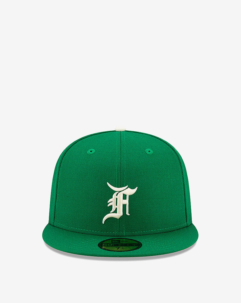 green fitted hat