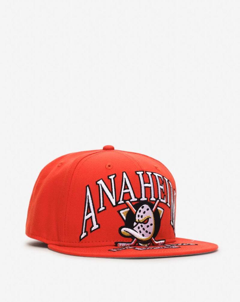 New Era 59Fifty Anaheim Ducks Oversized Script Fitted Hat 60693647 Orange 1