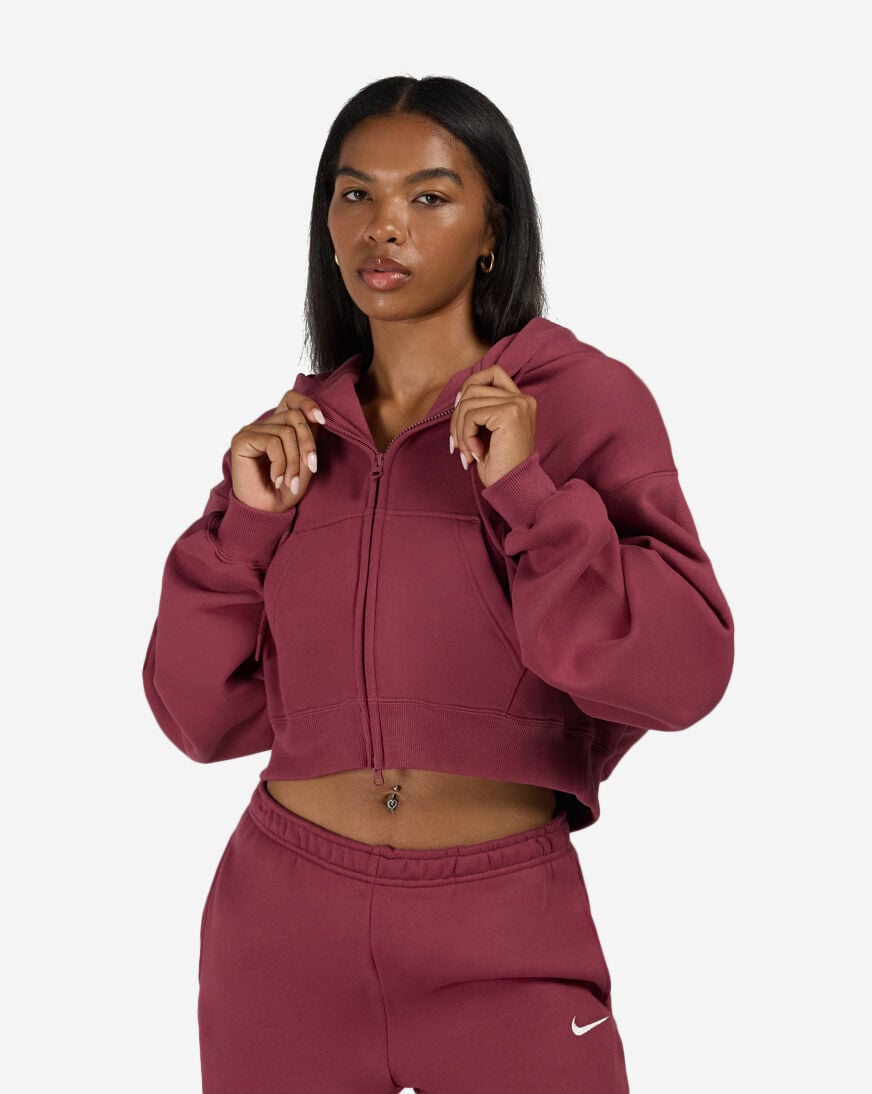 Shop Nike Studio Fleece Medium Weight Oversized Full-Zip Cropped