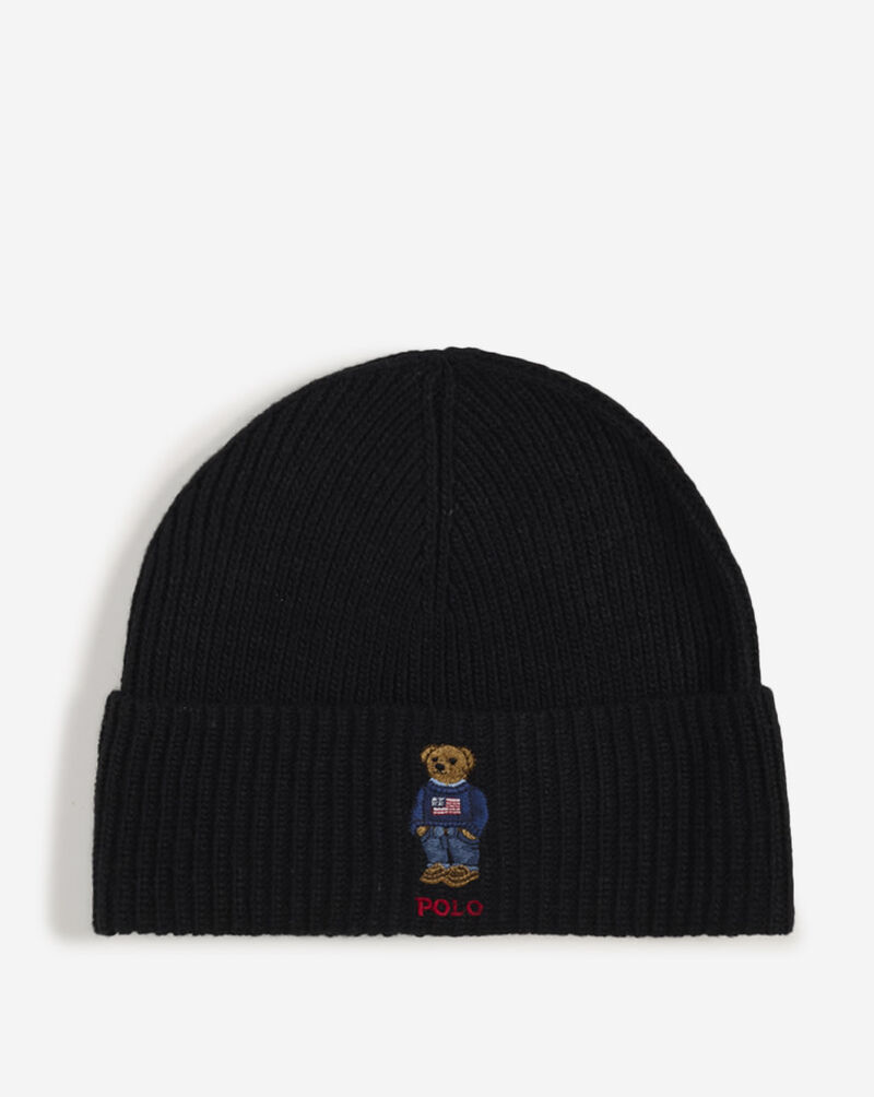 Polo Ralph Lauren Solid Flag Bear Beanie PC1635 Black 1