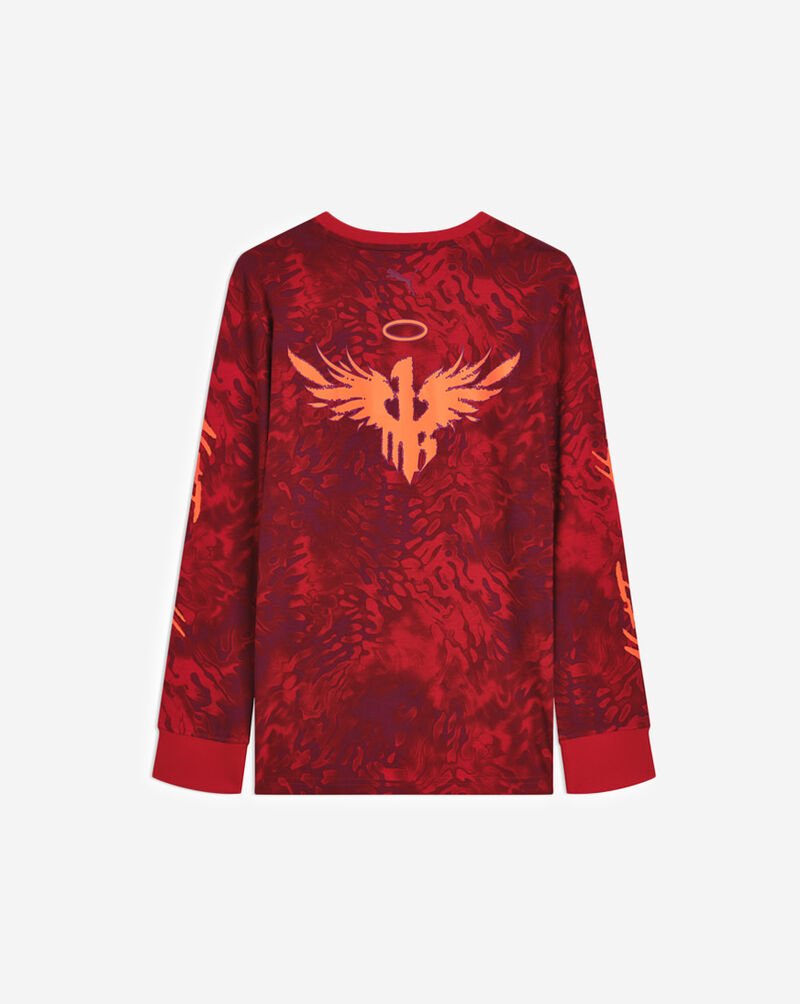 Puma Grade School Melo X Super Nova CTN Long Sleeve Jersey Tee PSP26M9T-21368 Pink 3