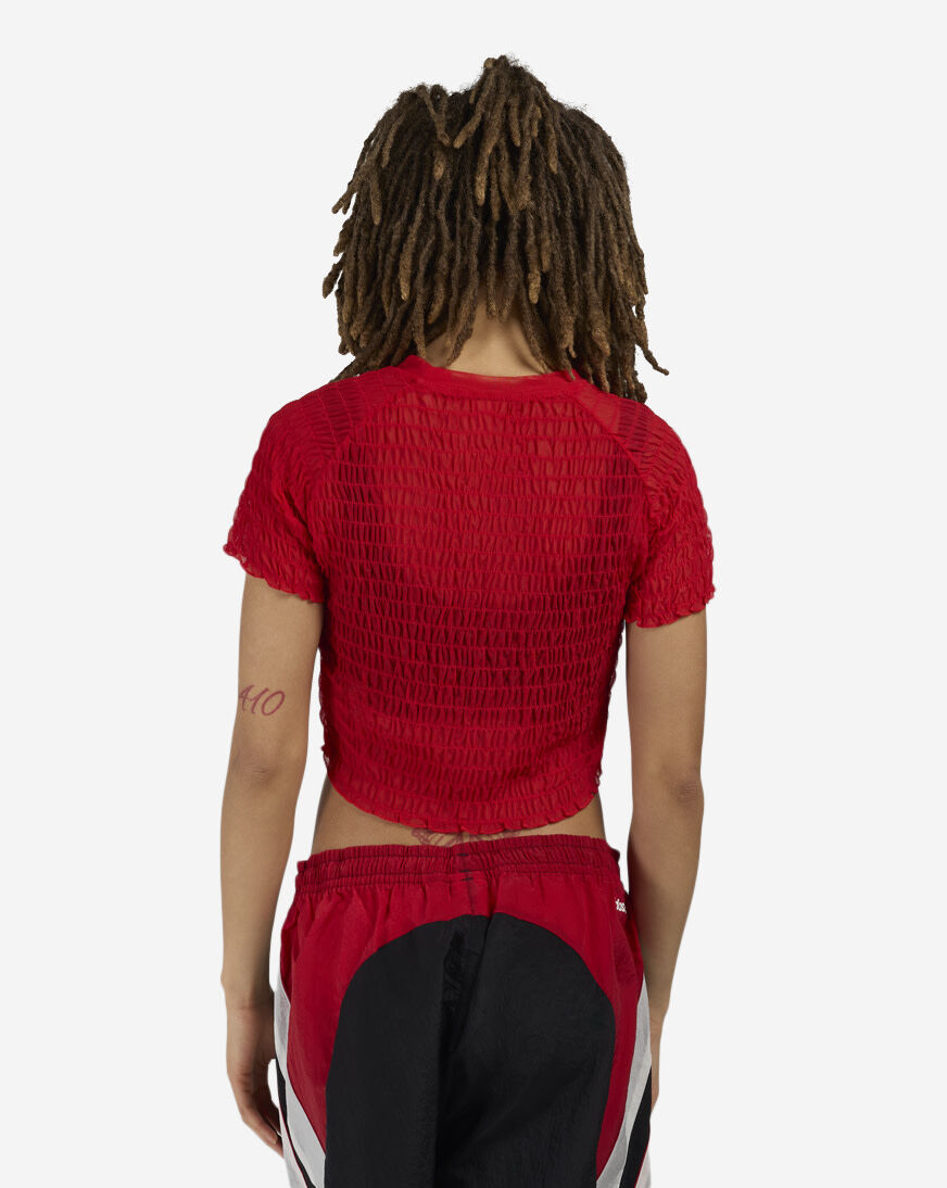 Shop adidas Smocked Cali Tee KE3432 red | SNIPES USA