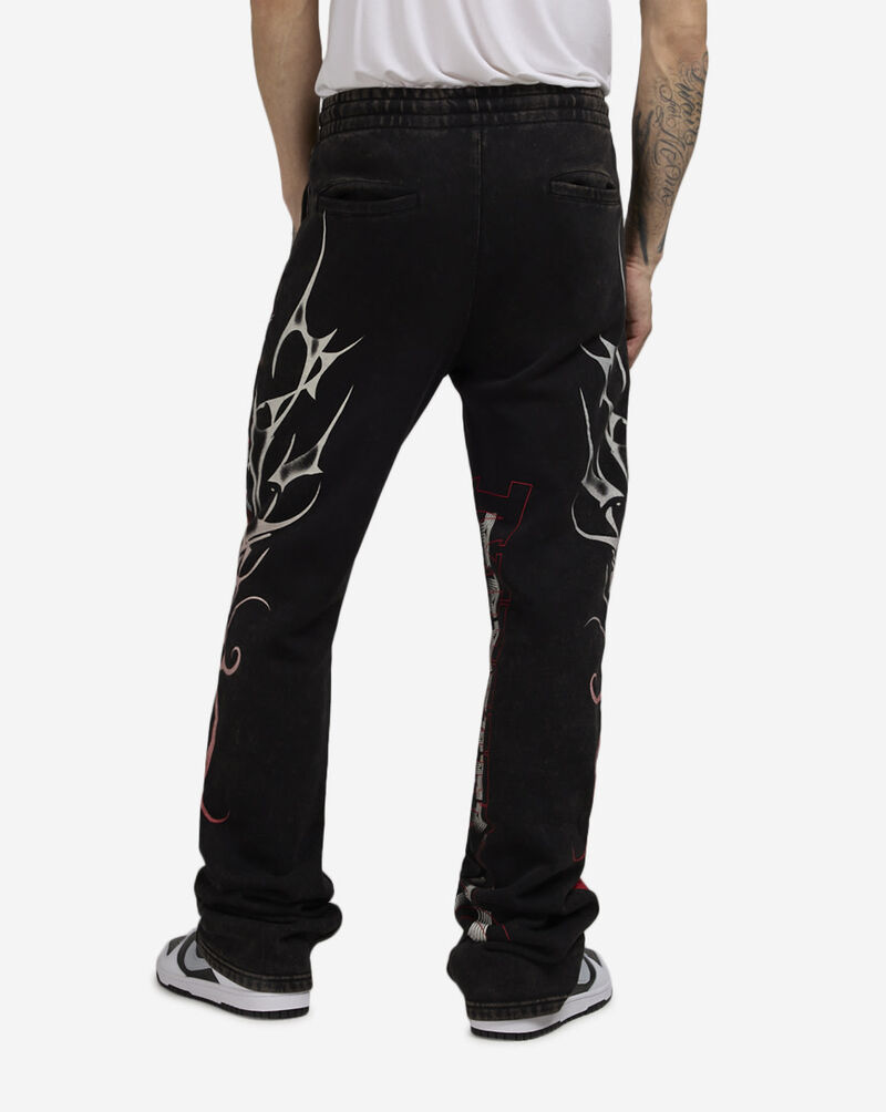 Smoke Rise Dystopian Tribal Print Stack Pant FP24657SNZ-BLK Black 2