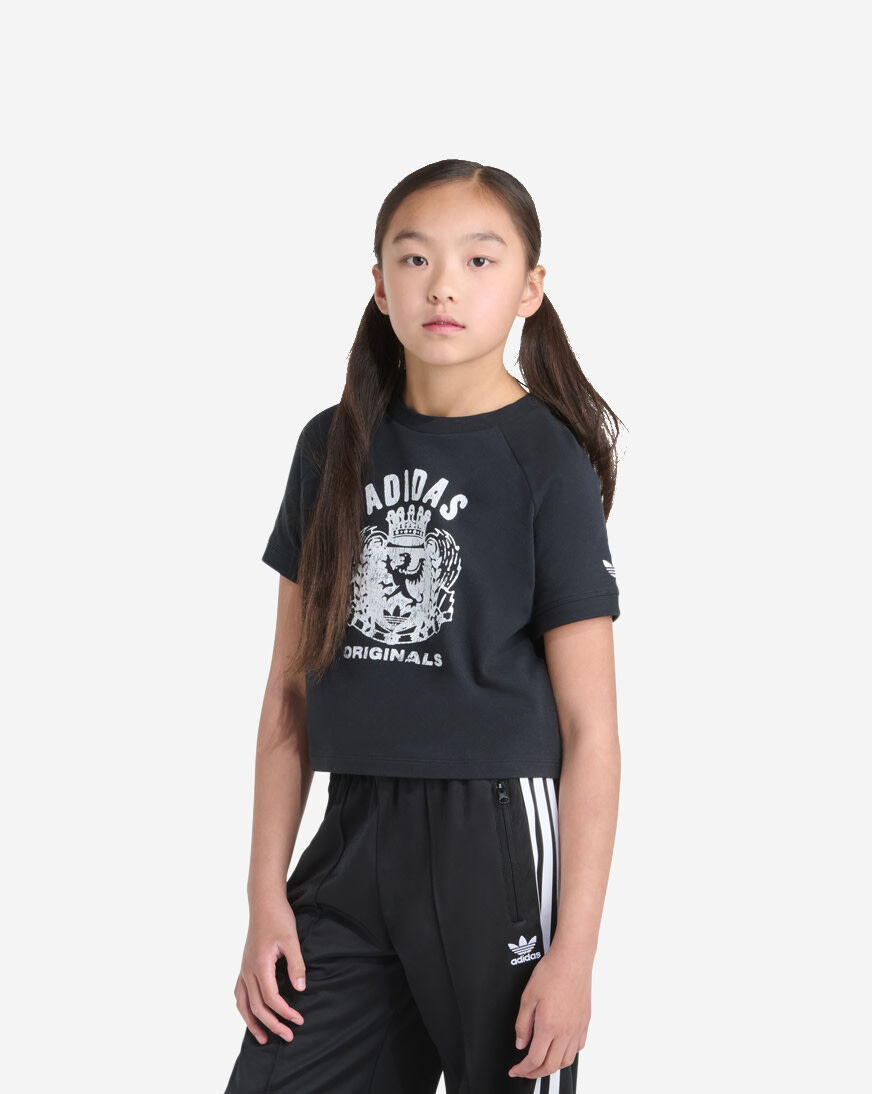 Shop adidas Kids' Crest Cropped Tee JL3182 black | SNIPES USA
