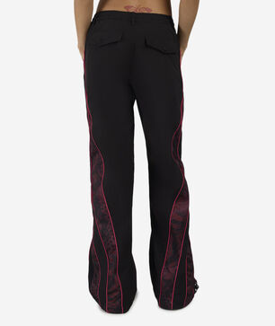 Wide Leg Mesh Insert Woven Track Pants
