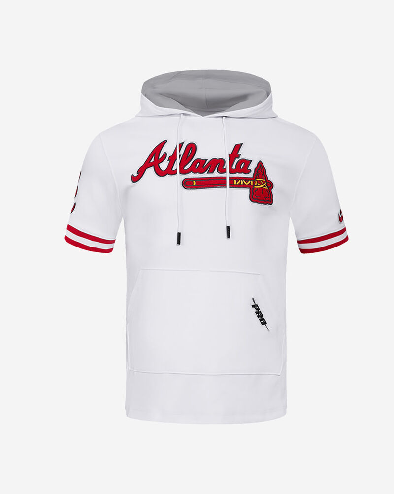 PRO STANDARD Atlanta Braves Classic Chenille Double Knit Short Sleeve Pull Over Hoodie  LAB135068-WHR White 1