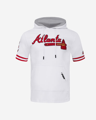 Atlanta Braves Classic Chenille Double Knit Short Sleeve Pull Over Hoodie 