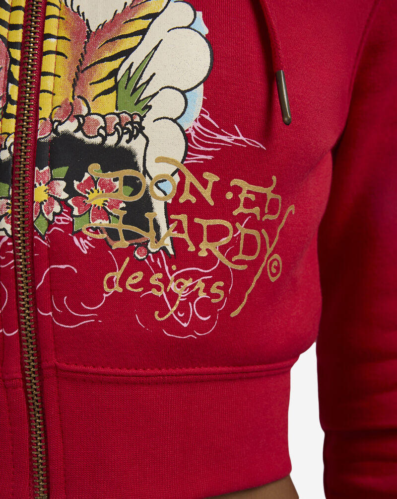 Ed Hardy Tiger Mountain Fleece Hoodie EHW8200-78 Red 3
