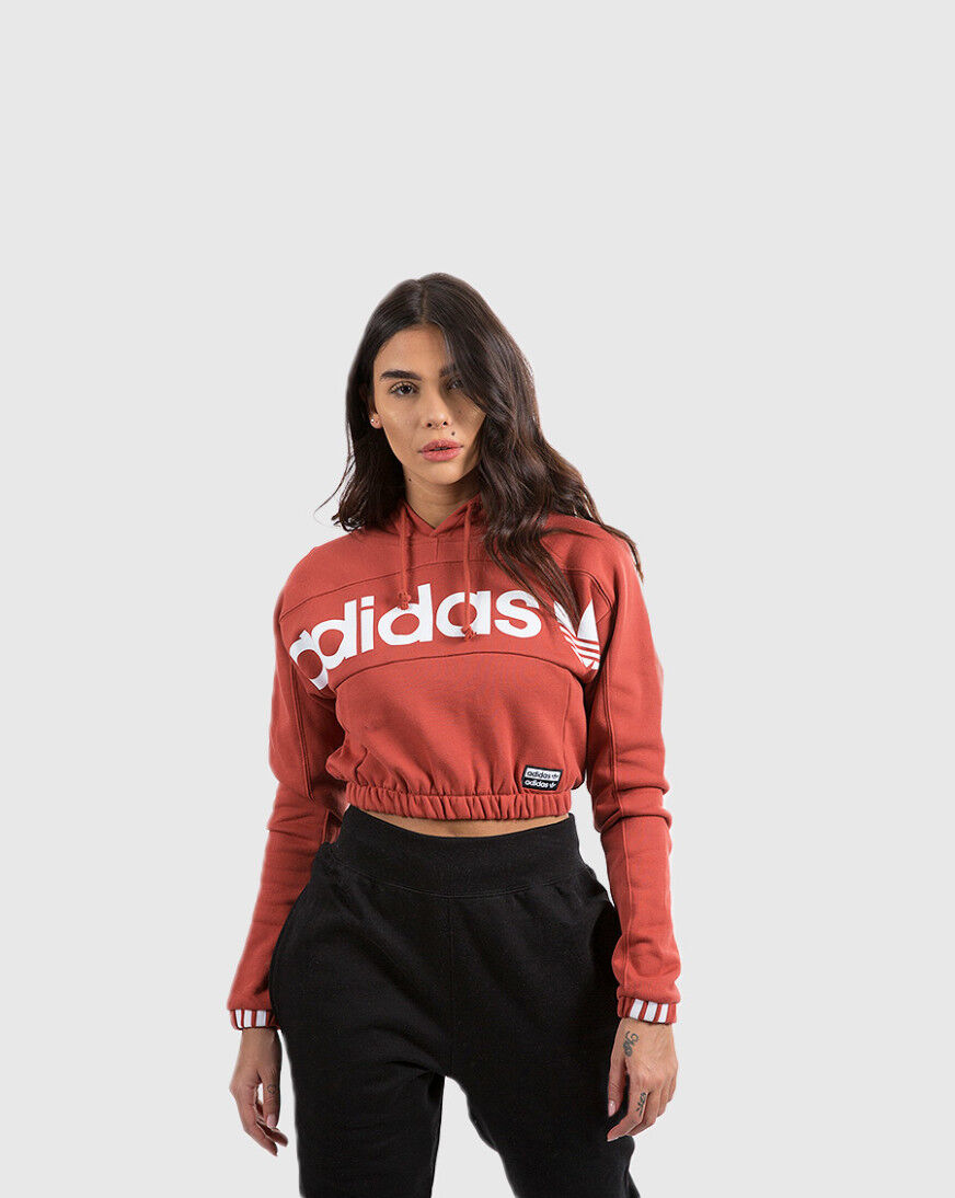 adidas orange cropped hoodie