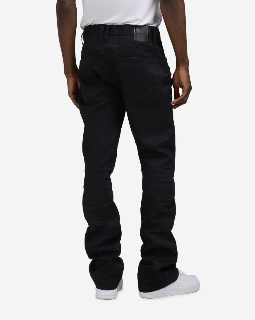 Shop Smoke Rise Lazy Stacked Flare Jean JP25622SN-BLK black