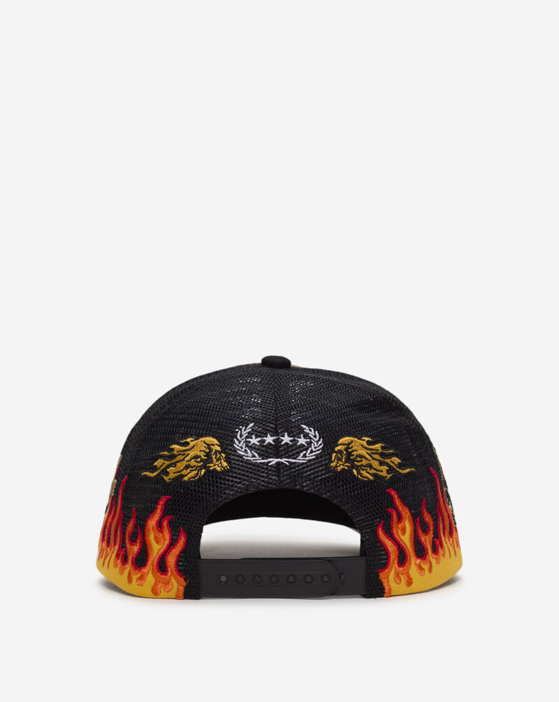 Field Grade Final Ride Flames Distressed Twill Mesh Trucker Hat 1005447 Green 3