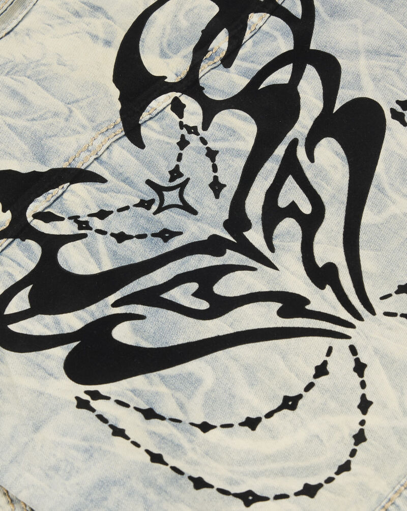 Smoke Rise Flocked Thorn Heart Denim Jacket RJJ26S401SN-SEVILLEBLUE Blue 4