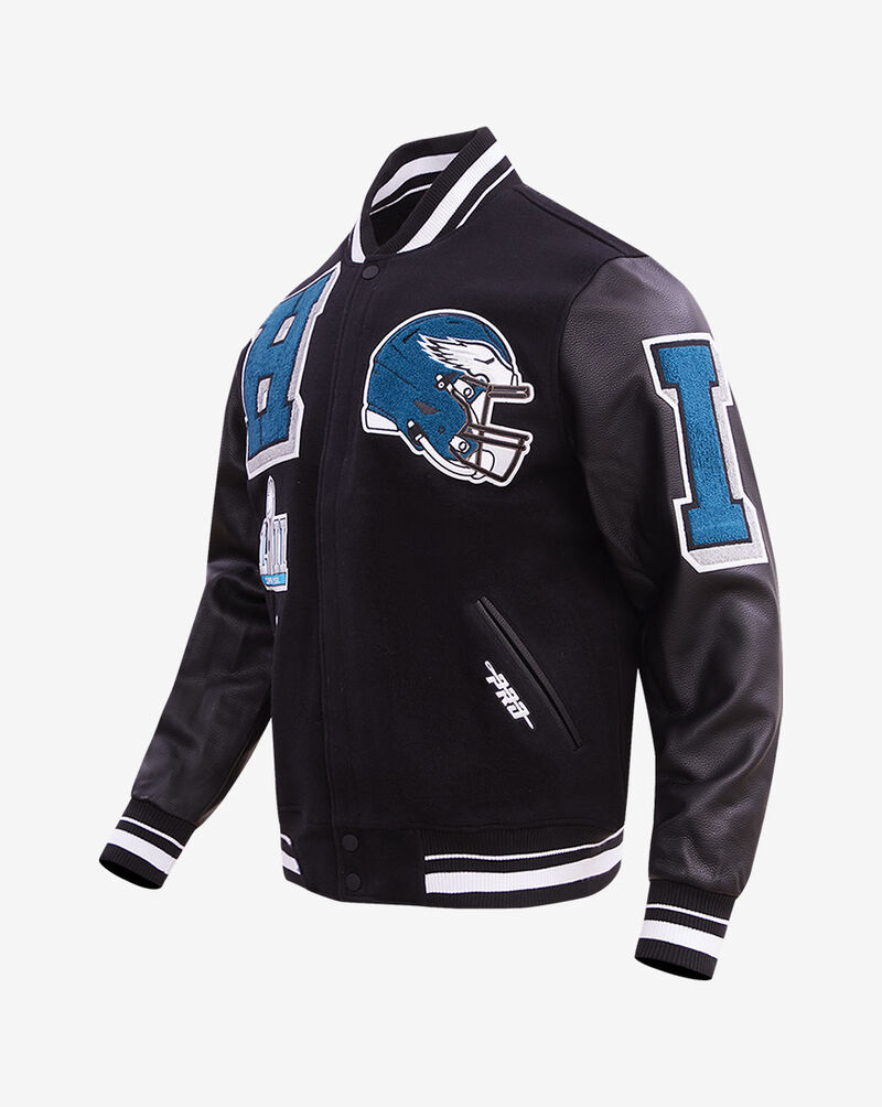 PRO STANDARD Philadelphia Eagles Mash Up Rib Wool Varsity Jacket FPE6410444-BLK Black 4