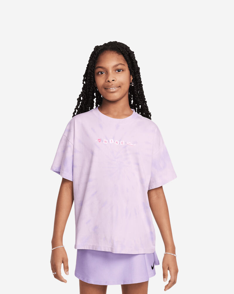 Nike Big Kids' Tie Dye Swirl Graphic T-Shirt HQ2348-537 Purple 1