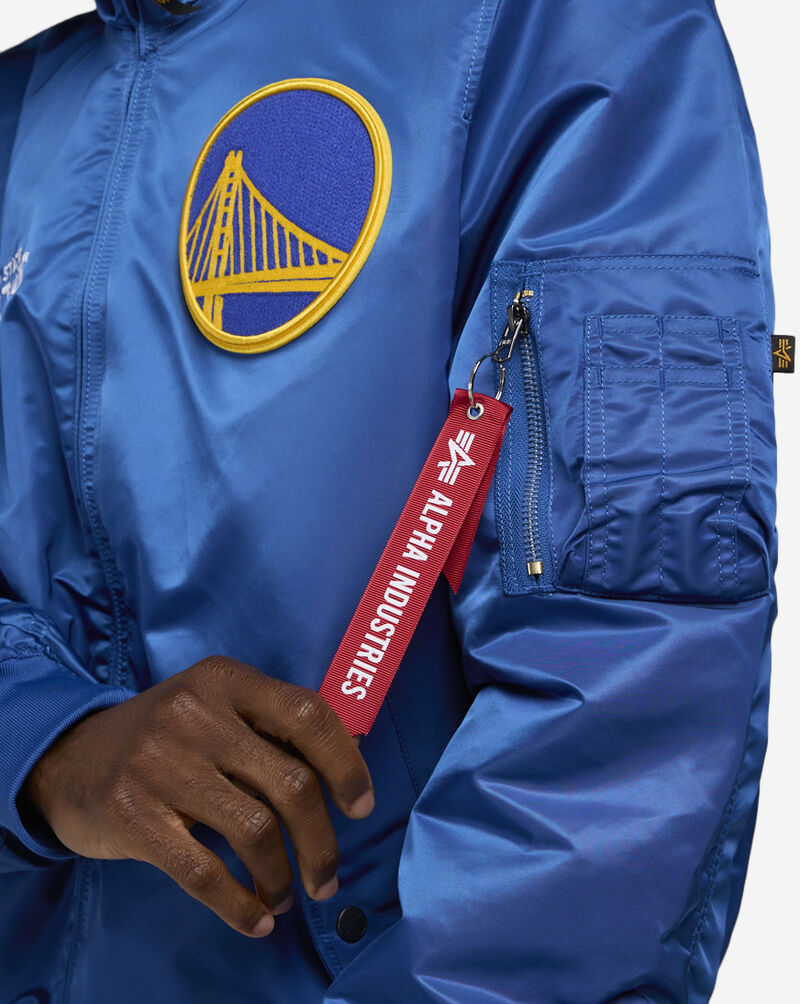 New Era Alpha Industries Historic L-2B Golden State Warriors Hooded Bomber Jacket  60564105 Blue 3