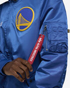 New Era Alpha Industries Historic L-2B Golden State Warriors Hooded Bomber Jacket  60564105 Blue 3