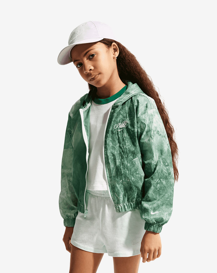 Shop Nike Big Kids' NSW Club Woven Track Jacket IF1731-394 green