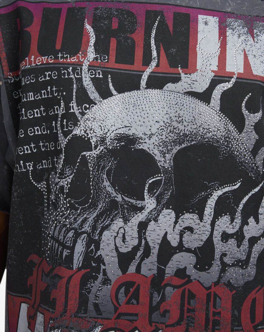 Shop First Row Burning Flame Endores Terry tee FRM3026-GRY grey