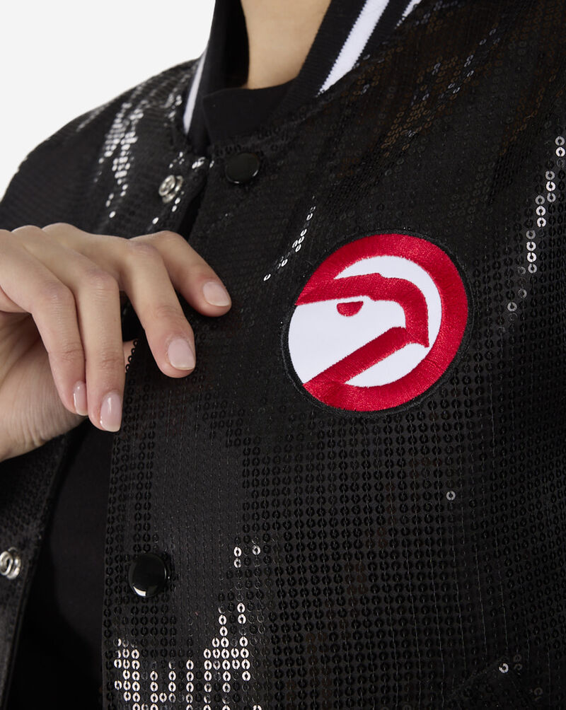 Mitchell  Ness Atlanta Hawks NBA Sequin Varsity Jacket JK6831-AHABLCK Black 3