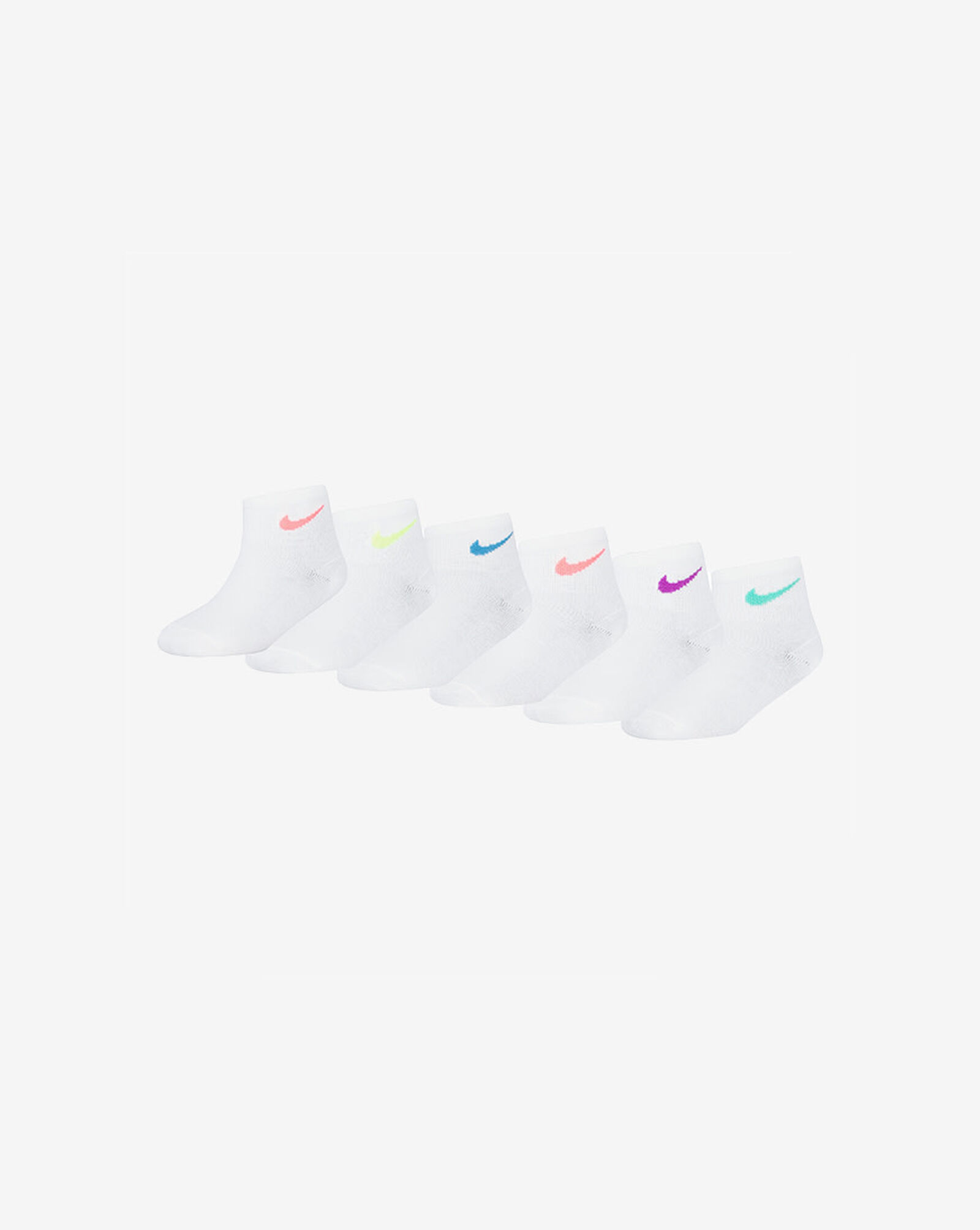 Shop Nike PreSchool 6PK (57) Metallic Swoosh Quarter Socks UN0357001