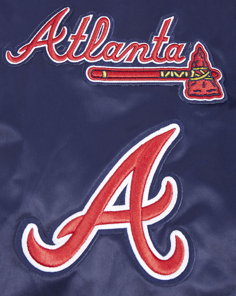 PRO STANDARD Atlanta Braves Old English Rib Satin Jacket LAB6314641-MRM Blue 2