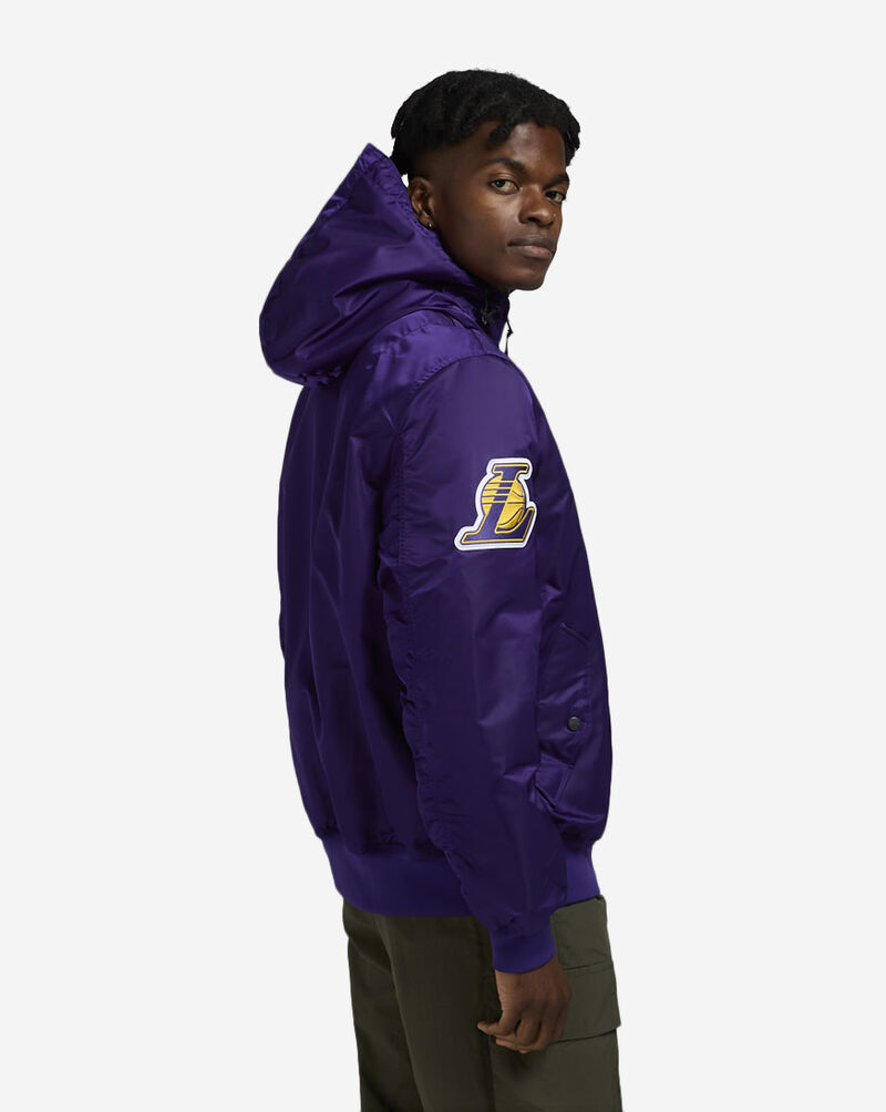 New Era Alpha Industries Historic L-2B Los Angeles Lakers Hooded Bomber Jacket 60564107 Purple 2