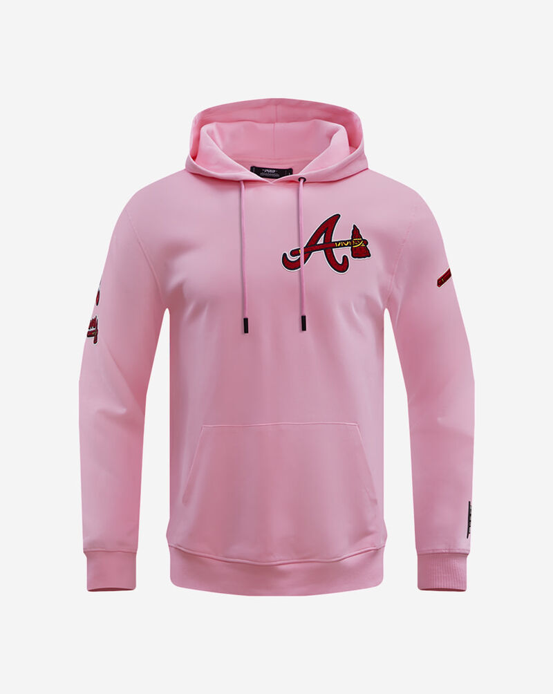 PRO STANDARD Atlanta Braves Classic Chenille Double Knit Pull Over Hoodie  LAB531543-PNK Pink 1