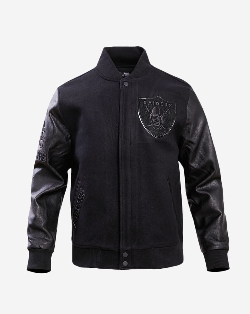 Los Vegas Raiders Triple Black Wool Varsity Jacket