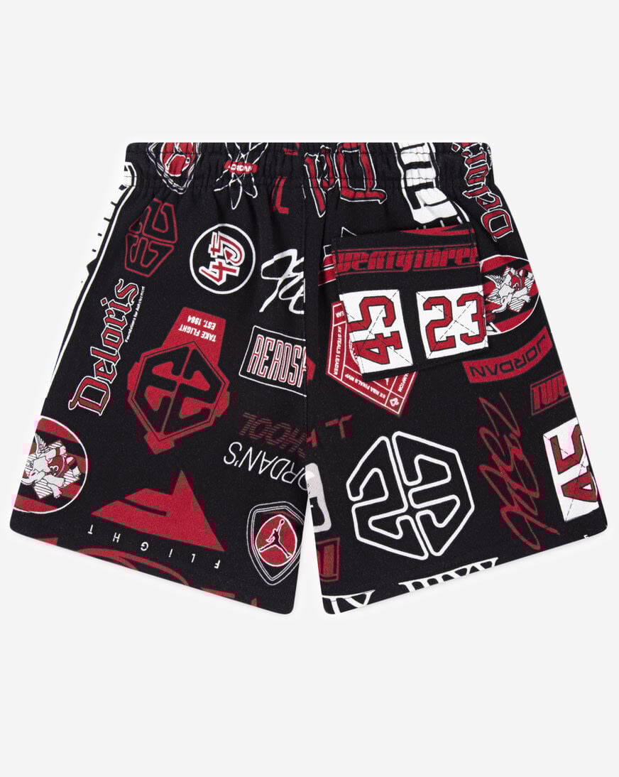 Shop Jordan Little Kids' AOP Fleece Shorts 85D603-023 black