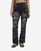 Smoke Rise Stacked Whisker Wash Side Pinching Jeans AP25113-GABLK Black 1