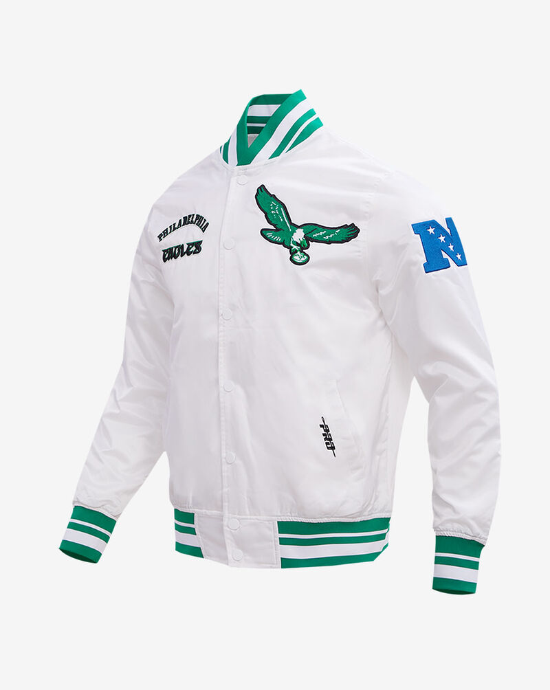 PRO STANDARD Philadelphia Eagles Retro Classic Rib Satin Jacket FPE643527-WKG White 3